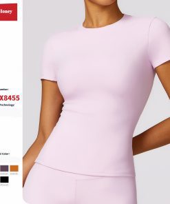 Spring T-shirt Quick Drying Yoga Wear Short Sleeved Fitness Tops Blouse Outdoor Running Sports Short Sleeved Women