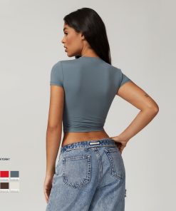 Alternative view of Casual Women Tight Quick Drying Fitness Tops Yoga Clothes Running Pilates Sports T-shirt Short Sleeves