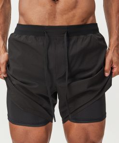Lulu New Men's Sports Running Double Outdoor Sports Fitness Tennis Five Cent Shorts