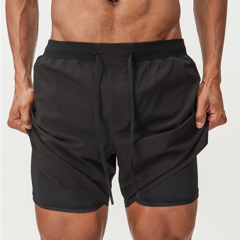 Lulu New Men's Sports Running Double Outdoor Sports Fitness Tennis Five Cent Shorts