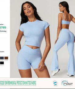 Environmentally Recycled Tight Quick Drying Yoga Suit Outer Wear Running Sports Short Sleeved Suit