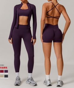 Alternative view of Seamless Yoga Suit Set Running Speed Dry Tight Gym Fitness Set For Women